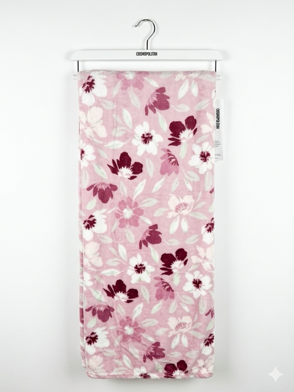 Cosmopolitan Pink Floral Plush Throw Blanket 50" X 60" NWT